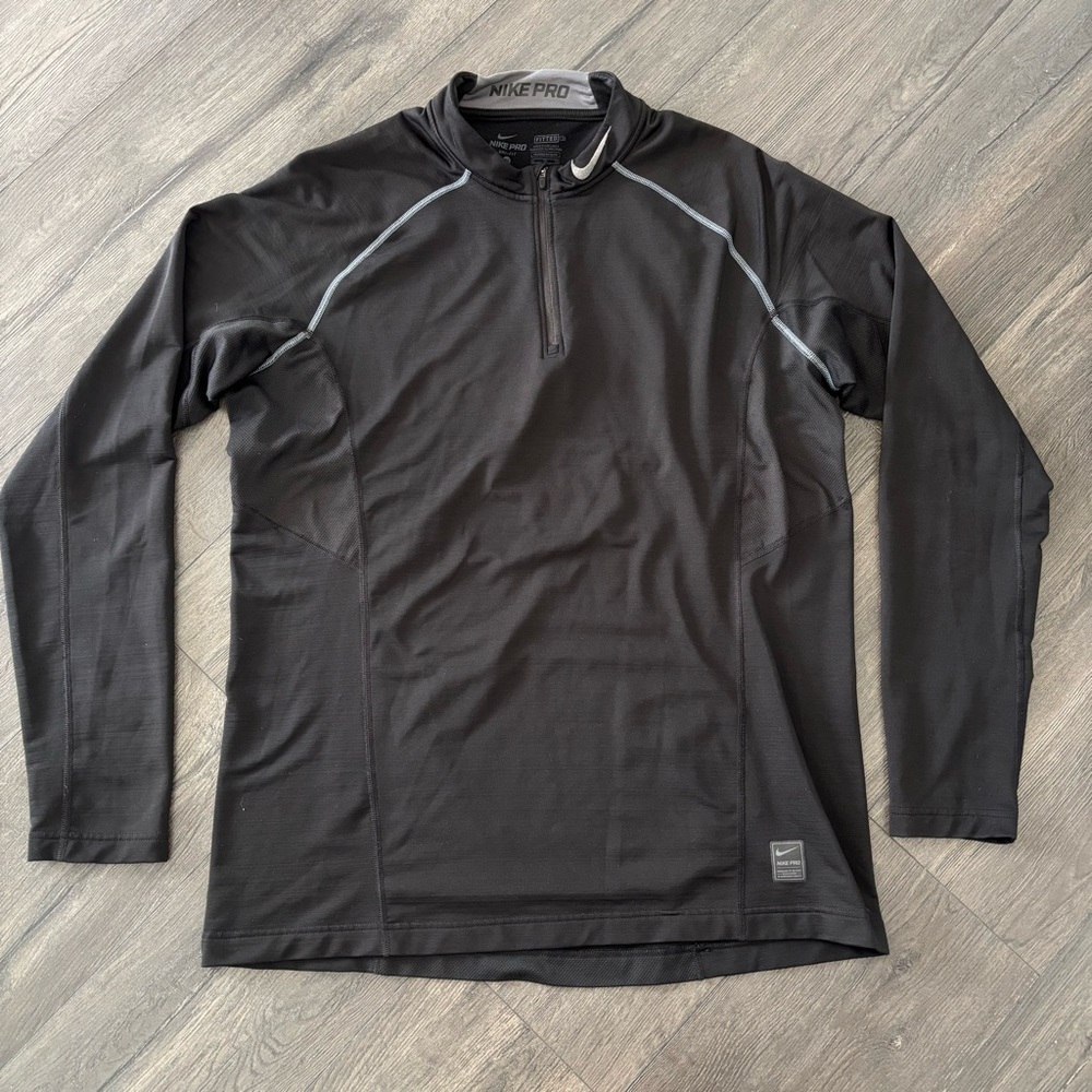 Nike Pro M Dri-Fit Shirt Mens XL Black Long Sleeve Fitted Training